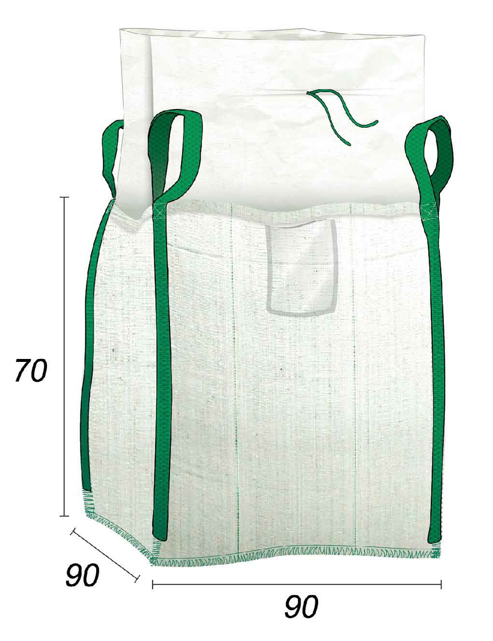 big bag 0,5 m³ com saia de fecho - 90 x 90 x 70 cm