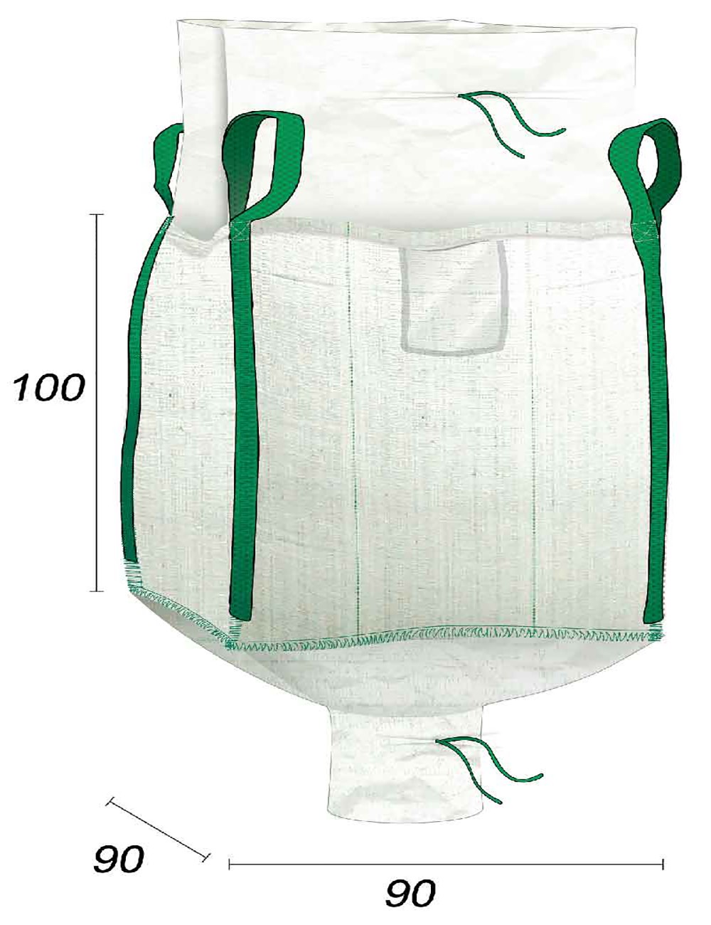 big bag 1000 kg vazio com bocal de descarga - 90x90x100
