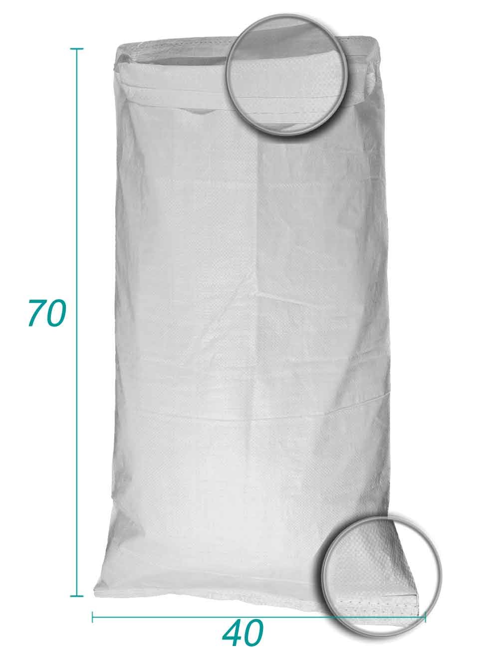 saco pequeno para acondicionamento a granel em polipropileno branco 40x70