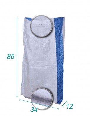 saco têxtil com fole azul dimensões 34 x 85 x 12