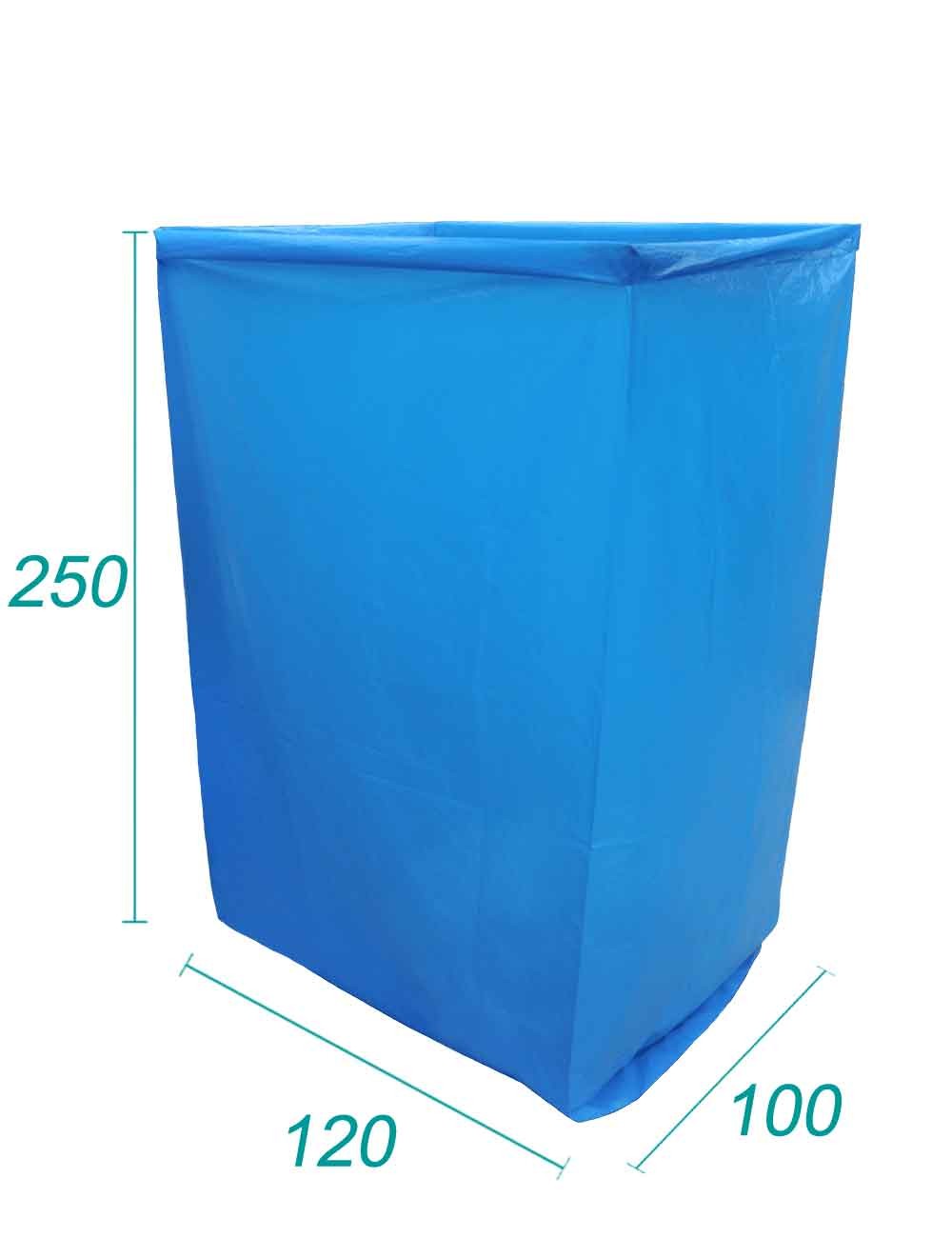 capa em polietileno (pe) opaco para big bag | dim 100 x 120 x 250 - espessura 70 µm