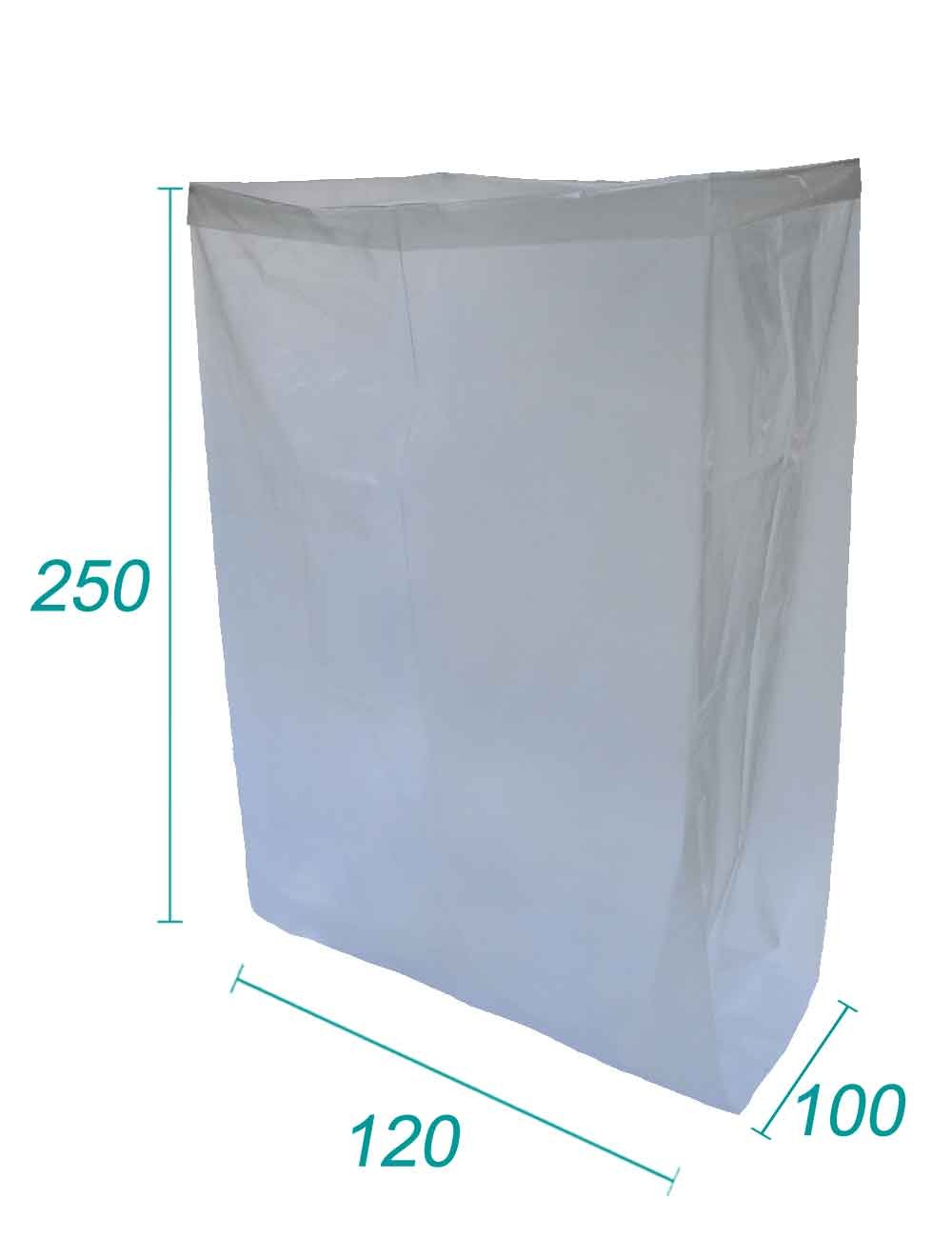 capa em plástico transparente 70 µm 100 x 120 x 250