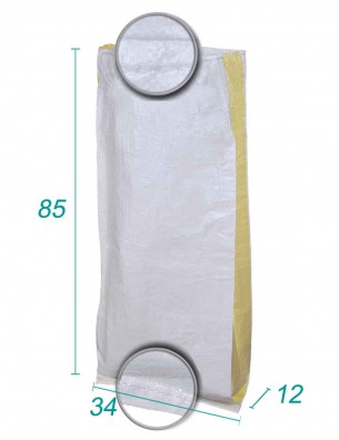 saco têxtil amarelo em pp com fole 34 x 85 x 12 - 30 litros