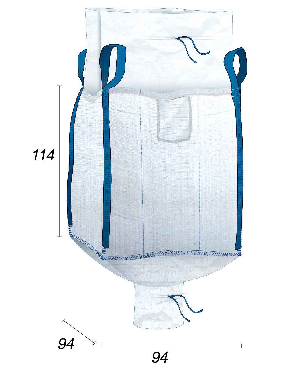 big bag com saia de fecho e calha de descarga