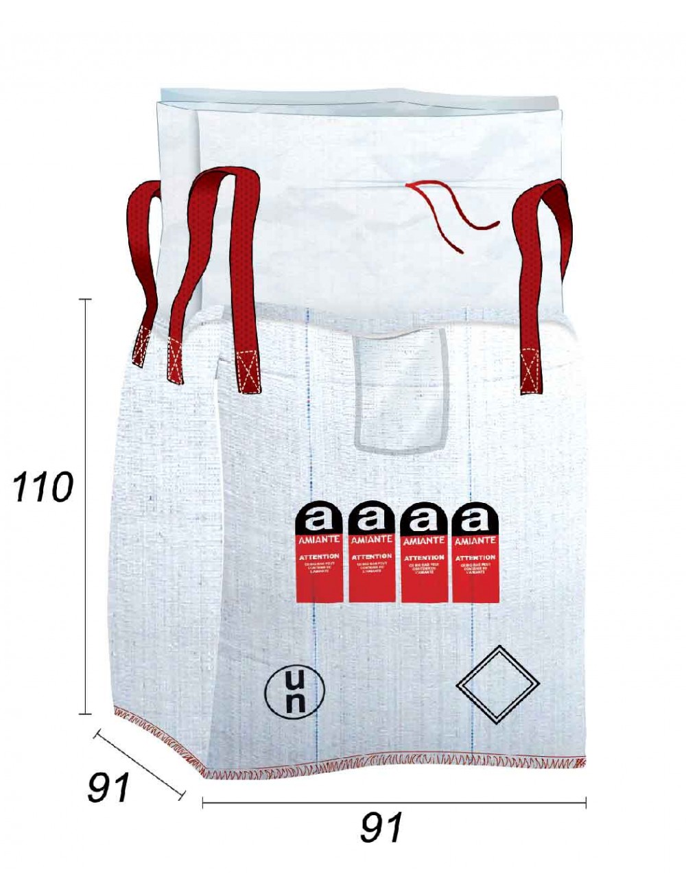 big bag para acondicionamento de amianto, capacidade 1 m³