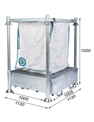estrutura de suporte para big bag com cuba coletora de 440 litros